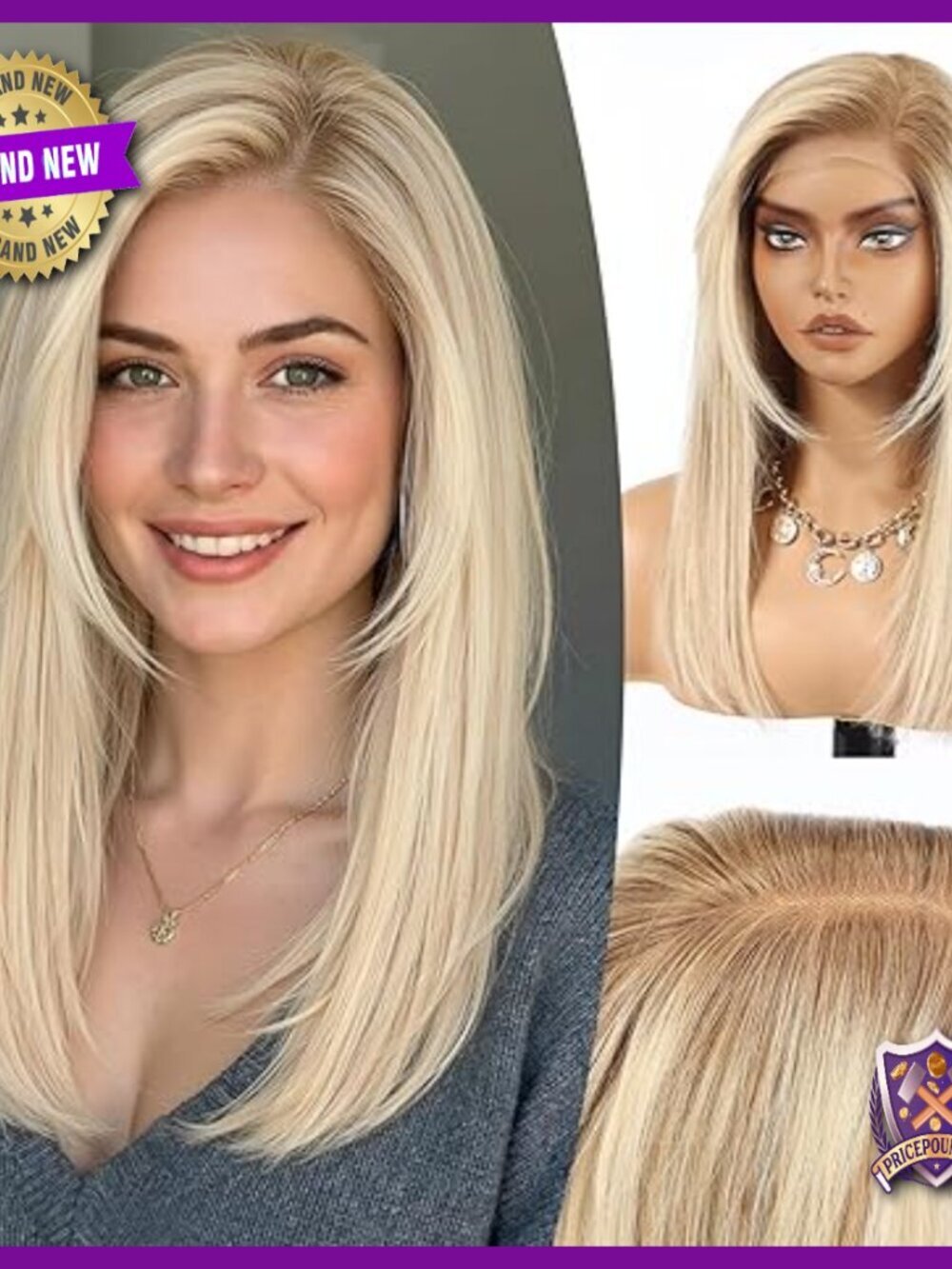 16 Inch Real Human Hair Lace Front Wig with Side Swept Bangs